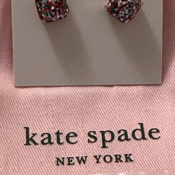 NWT – Kate Spade, New York fancy Multi glitter stud earrings with pink dust bag - Picture 7 of 7